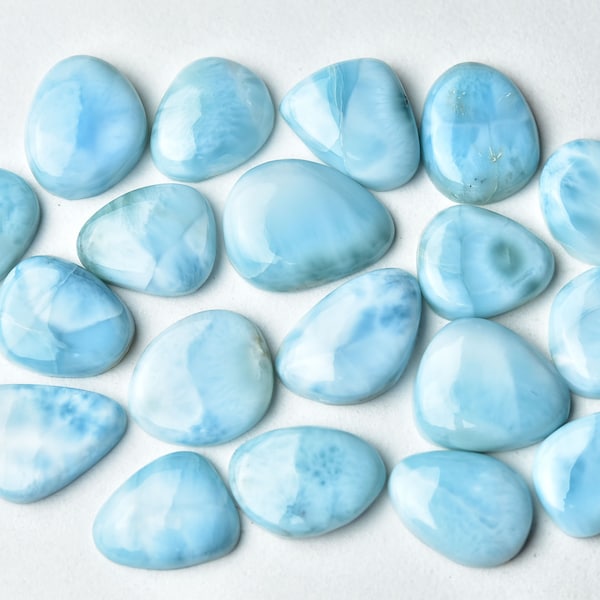 14 - 16 MM, Blue Larimar Freeform Cabochons, Smooth Blue Gemstone, Pack of 2 Pieces, Jewelry Making Supplies, Ring, Pendants Supplies.