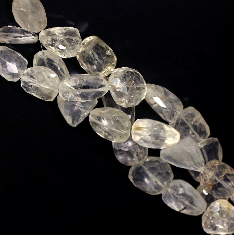 Crystal Faceted Nuggets,Genuine Rock Crystal Nugget Strand,Earth Mined Gems,Jewelry Supplies,8 inches,17-23mm Size.,Genuine Gemstone.
