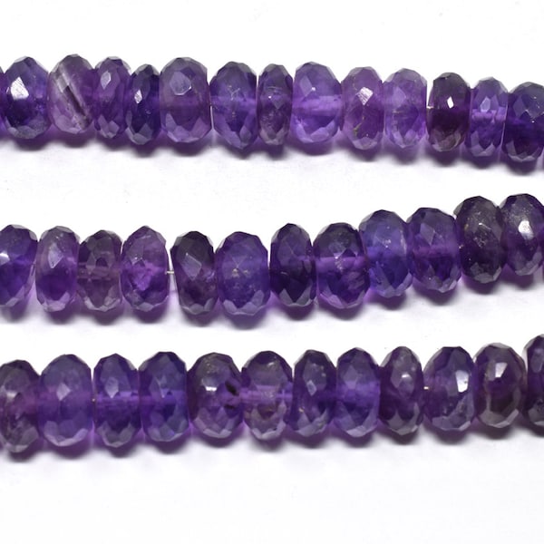 African Amethyst Faceted Rondelle Gemstone Beads, Dark Purple Stones, Indian Gems, Jewelry Necklace DIY, 7 Inch 6.5 - 9mm