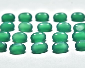 Piedra preciosa suelta calibrada de ónix verde de forma ovalada de 8 x 12 mm, paquete de 3 piezas, suministros de joyería, piedra verde para anillo, colgante, pendiente.