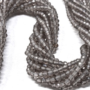 Grey Moonstone Rondelle Beads, 2mm, Gemstone Beads, 13&quot; Strand Gray Micro Faceted Rondelles, Jewelry Making Supplies