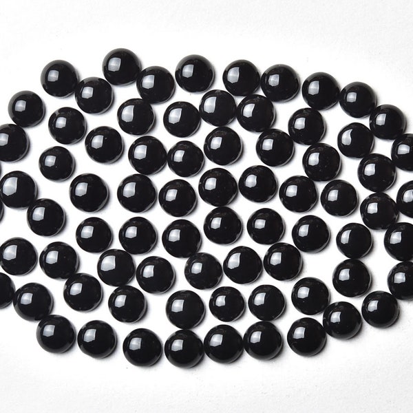 6 MM, Black Onyx Round Cabochons, Smooth Red Gemstone Cabs , Pack of 5 Pieces, Jewelry Supplies for Rings,Earrings, Jewelry Making.