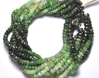 Emerald Faceted Shaded Rondelle Gemstone Beads, Natural Green Beads, Precious Stone Microcut, Jewelry Supplies,  3.5mm -5mm, 16" Strand