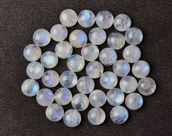 8 MM, Rainbow Moonstone Round Cabochon, Pack of 4 Pieces, Jewelry Supplies, Natural Semiprecious Gemstone, Jewelry Making Stone Cabs.