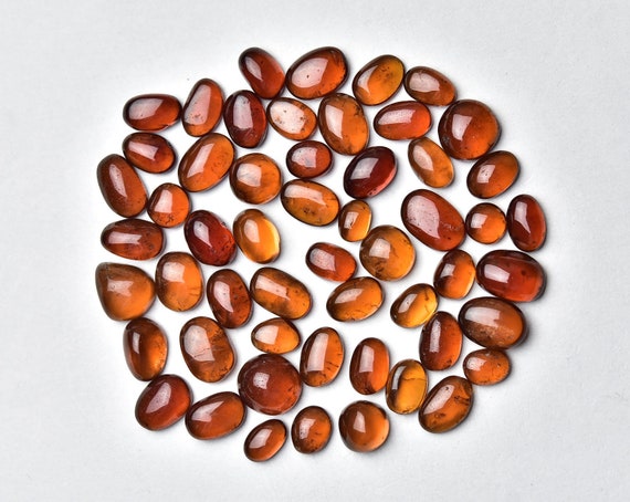 6 - 9MM Hessonite Freeform Shape smooth Cabochons, Pack of 5 Pieces, Jewelry Supplies, Semi Precious stone, Jewelry Making, DIY Supplies.