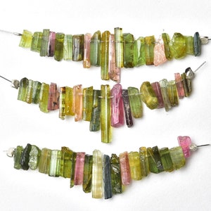 Tourmaline Crystal Beads, Natural Form Rough Gemstone, Pack of 20 Pieces, Size 6 - 13MM, Jewelry Making Supplies, Watermelon Stone.