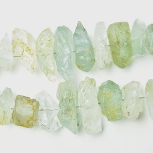 Aquamarine Crystal Beads, Natural Form Rough Gemstone, Pack of 10 Pcs, 1MM Drilled Rough, Size 9 - 13MM, Jewelry Making, Earring Supplies.