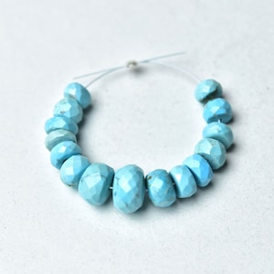 Natural Arizona Turquoise Beads, Faceted Rondelle, 6 - 7 MM, Pack of 15 Beads, Jewelry Making Supplies, Sleeping Beauty Gemstone,Blue Stone.