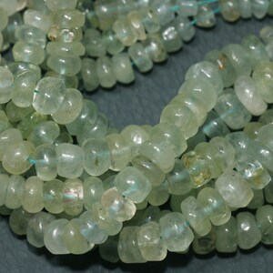 Aquamarine Smooth Rondelle Beads,Natural Gemstone Strand,Jewelry Supplies,11.50 inches,Size 5-9mm.