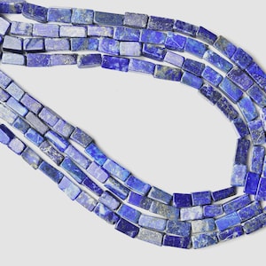Lapis Lazuli Rectangle Gemstone Beads, Smooth Blue Stones, Natural Semiprecious Gems, Jewelry Making, Necklace 4.5x5 - 4.5x10 MM, 12" Strand