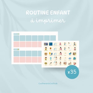 Printable morning and evening child routine, organization of the day and back to school