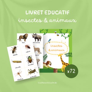 PDF insects and animals, educational activity book for children to print, Montessori inspiration