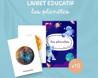 PDF planètes, livre d’activités éducatif pour enfants, inspiration Montessori