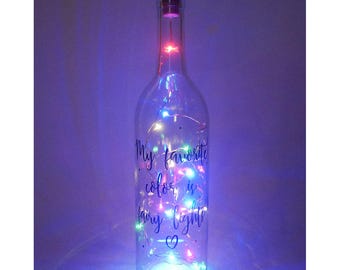 Fairy lights decor, fairy lights decorations, bedroom decor, wine bottle lights, colored string lights, lighted wine bottles