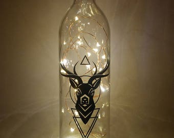 Wine bottle light deer head string light decor fairy light bottle lighted wine bottles stag nightlight bottle string lights geometric animal