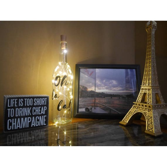 Bedroom Paris Paris Bedroom Decor Fairy Lights Wine Bottle Etsy