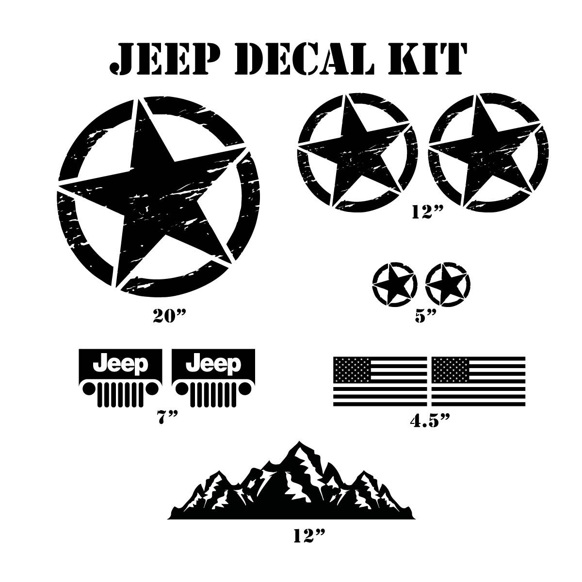 Jeep decal kit Jeep decals Jeep stickers Jeep wrangler Etsy