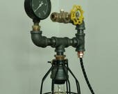 Industrial Pipe Lamp Gauge Lamp Cage Lamp Edison Lamp, Desk Lamp, Table Lamp
