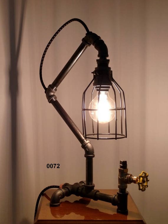 Industrial Pipe Lamp Caged Lamp Edison Lamp Desk Lamp - Etsy
