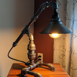 Industrial Pipe Lamp, Edison Lamp, Table Lamp, Desk Lamp, Accent Lamp, Dimmable Lamp, Touch Lamp