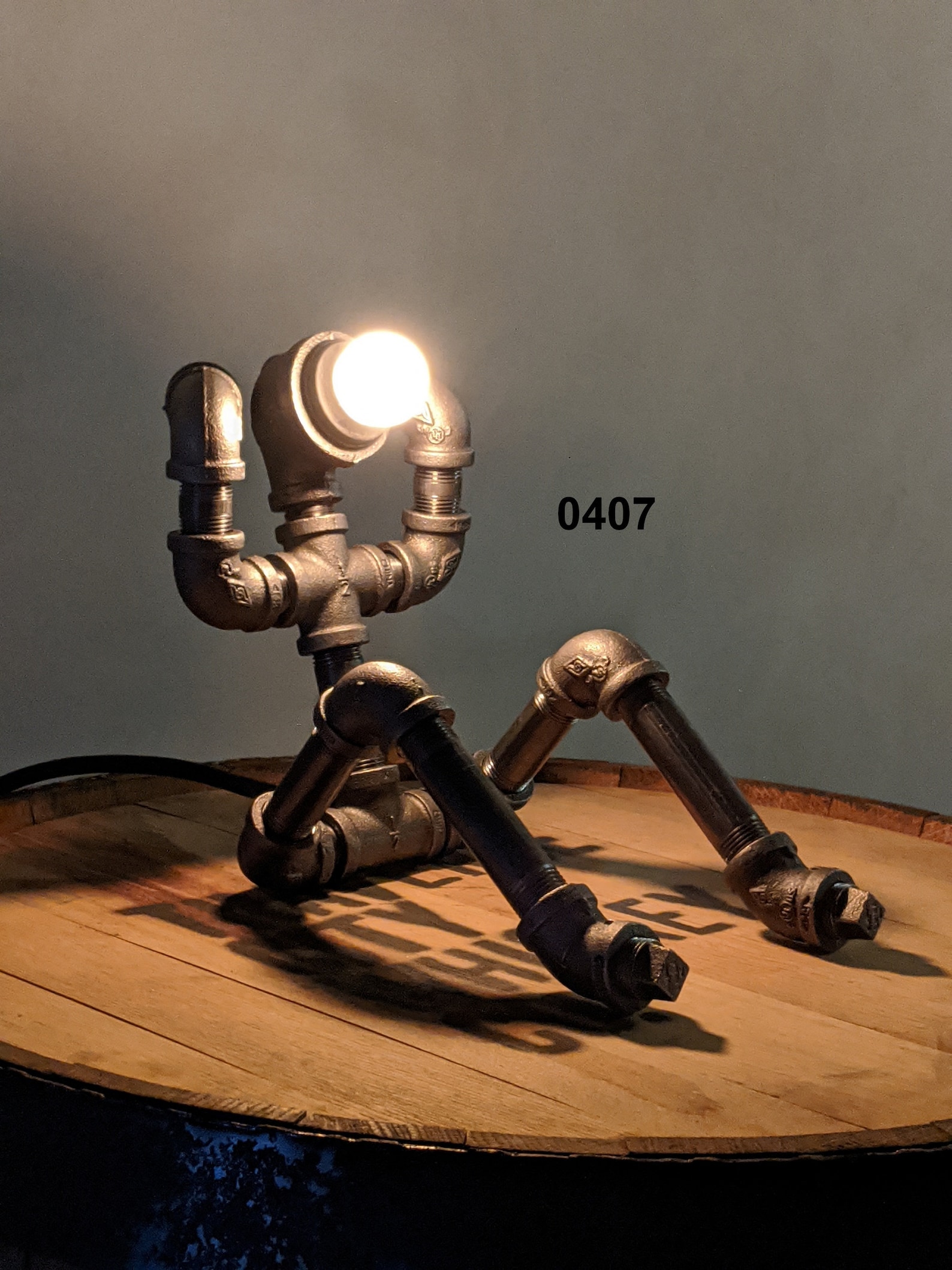 Industrial Pipe Lamp Robot Lamp Pipeman Desk Lamp Table Etsy