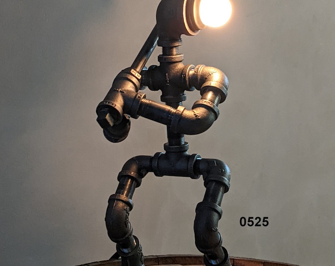 Industrial Pipe Lamp Robot Lamp Pipeman, Desk Lamp, Table Lamp Pipe Lamp Accent Lamp Reading