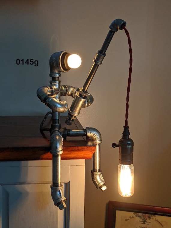 gået i stykker respektfuld Ung dame Industrial Pipe Lamp Robot Lamp Pipeman Desk Lamp Table Lamp Pipe Lamp  Accent Lamp Fishing - Etsy