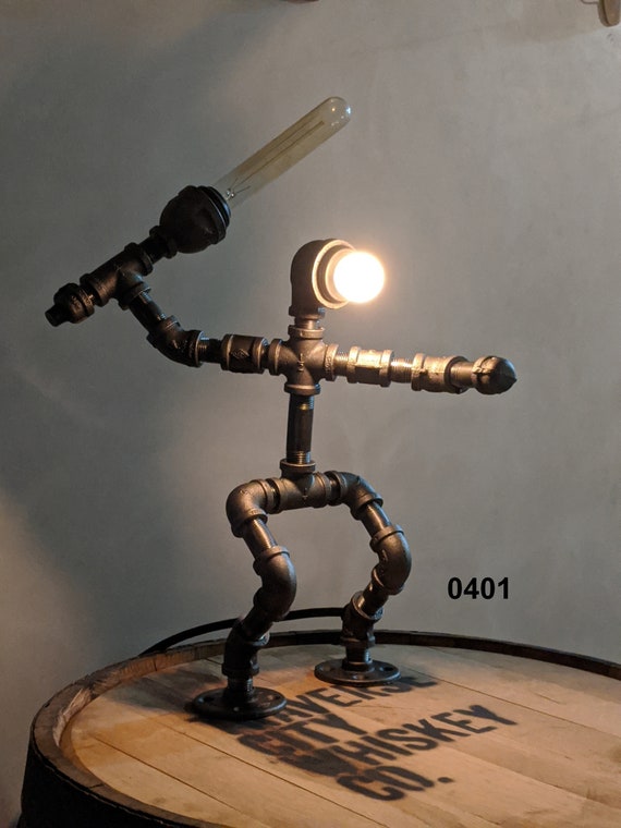 Industrial Pipe Lamp Robot Pipeman Desk Table New Zealand - Pipe Man Lamp Diy Industrial Pipe Lamp Robot Pipeman Desk Table New Zealand - Pipe Man Lamp Diy