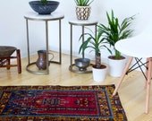 2x4 Vintage Central Anatolian 39 Yahyali 39 Turkish Area Rug Single niche design with lamp motif graphic border See Details For Exact Size