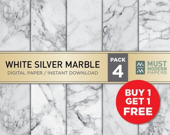 Silver White Marble Digital Paper, Silver marble paper, Silver paper, Marble backgrounds, Stone paper, Silver marble, Marble prints