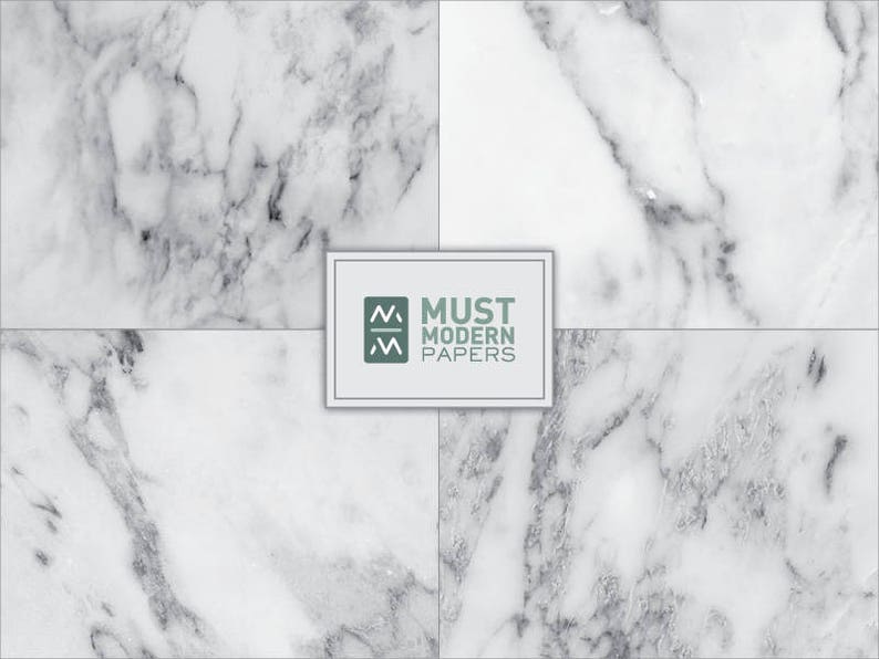 May include: White marble background with gray veining. The background is divided into four squares.