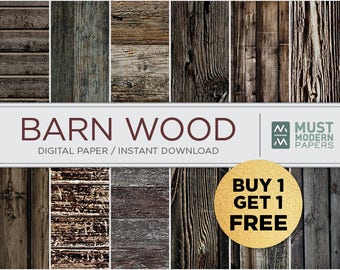 BUY 1 GET 1 FREE, Barn Wood Digital Paper, Rustic Barn Wood Print, Printable Grey Wood Digital Background, Wood Scrapbook Paper, Background