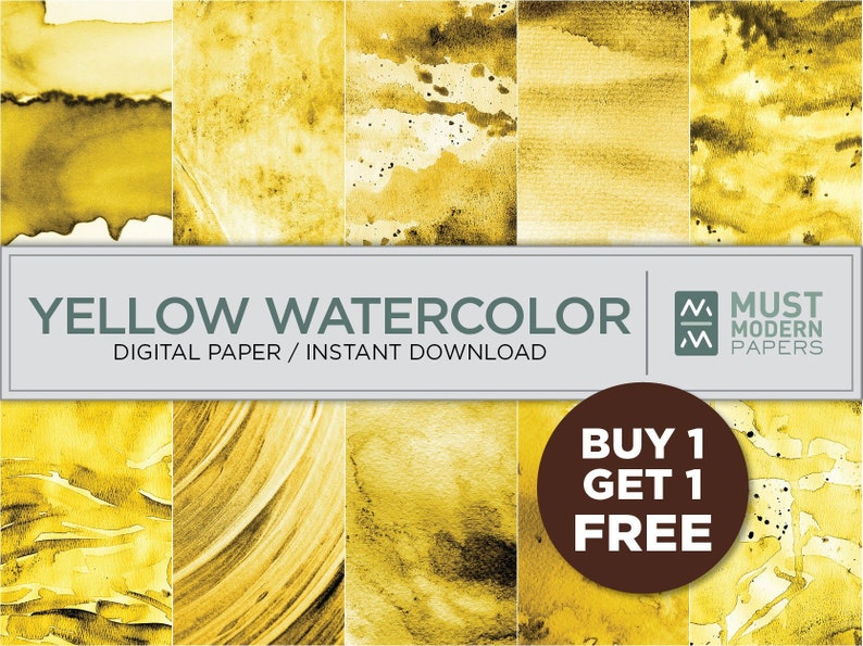 brush stroke paper painted paper watercolor clipart Yellow Watercolor Digital Paper Instant Download watercolor background watercolour