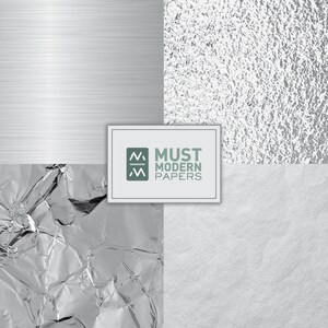 Silver Grey Foil Digital Paper, Metallic Silver Digital Paper, Silver ...