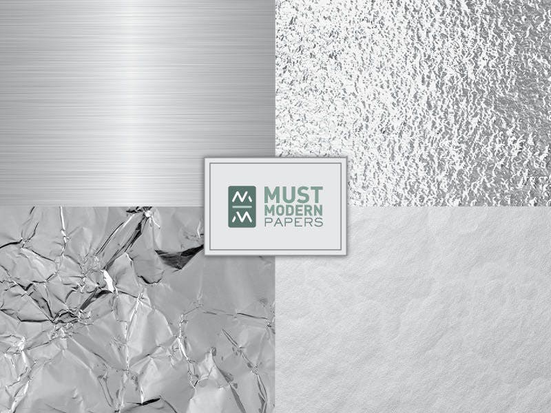 Silver Grey Foil Digital Paper, Metallic Silver Digital Paper, Silver ...