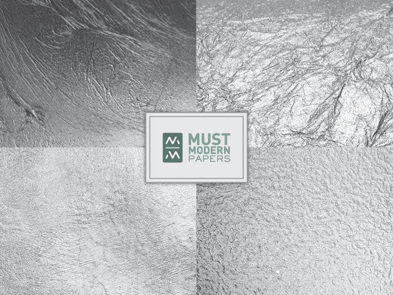 Silver Grey Foil Digital Paper, Metallic Silver Digital Paper, Silver ...