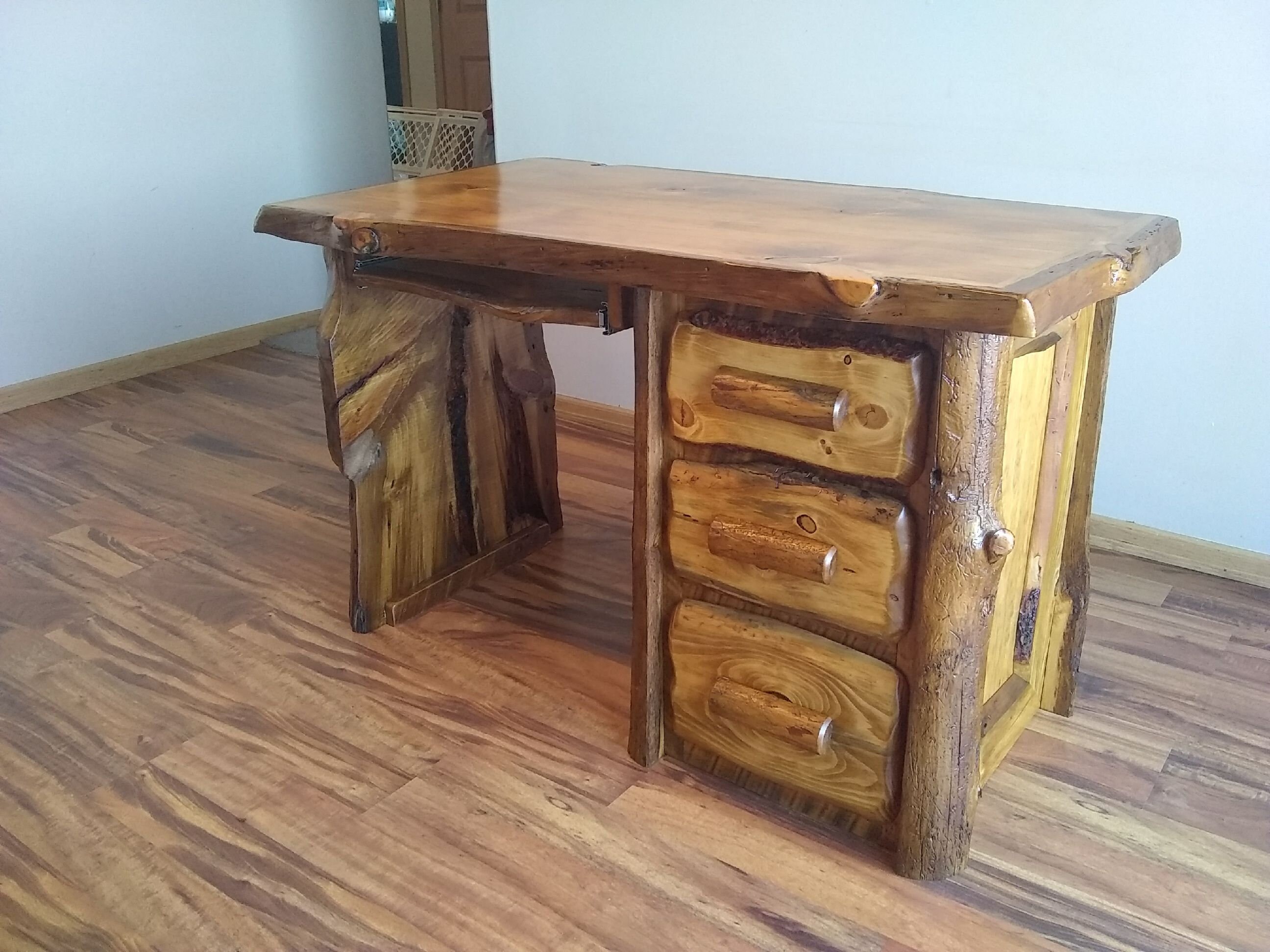 Live Edge Desk Rustic Desk Log Desk Raised Panel Desk Etsy