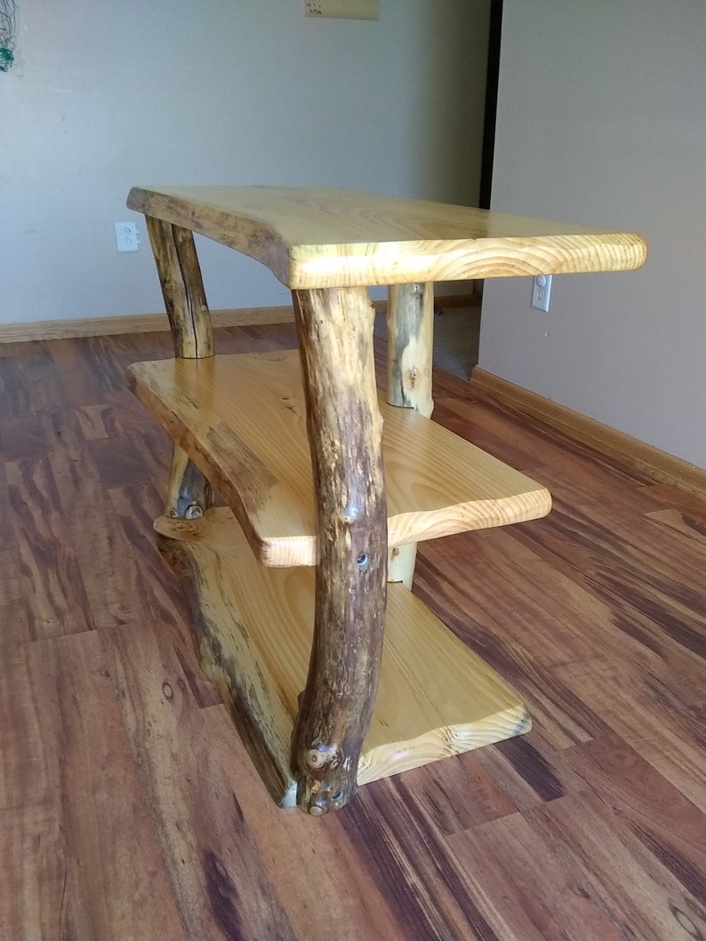 Rustic entertainment center live edge shelves live edge TV Etsy