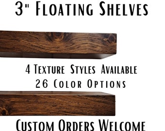 Floating Kitchen Shelves, Rustic Shelf, Kitchen shelves,  Floating Mantel,  3" Thick Floating Shelves,  3" Thick Floating Mantel, Wall Decor