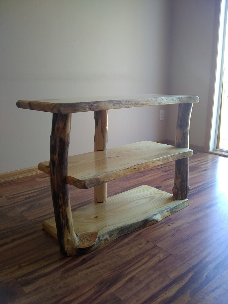 Rustic entertainment center live edge shelves live edge TV Etsy