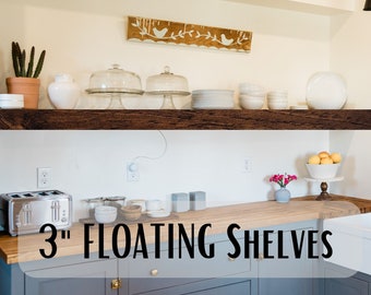 Floating Shelves 3" Thick | Many Sizes Available | Custom Orders Welcome | 4 Texture Styles Available | 26 Colors Available