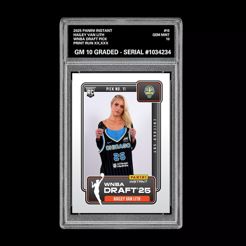 Graded 10 Hailey Van Lith 2025 Panini Instant Draft 1st RC Rookie Card CHICAGO image 1