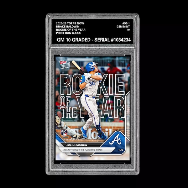 Drake Baldwin 2025 Mlb Topps Now Card Os-1 Rookie Of The Year Braves Rc