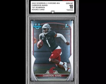 Graded 10 Cameron Cam Ward 2022 Bowman Chrome University 1st 34 Rookie RC Draft: