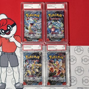 Graded 10 Full Art Set 2024 Stellar Crown Sealed Booster Pack Lapras Terapagos