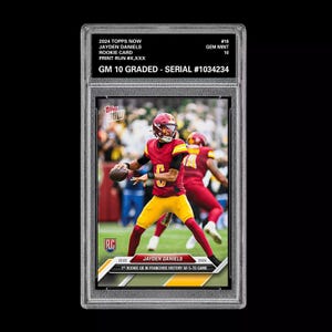 Calificación 10 Jayden Daniels 16 RC 5 TD Juego 2024 Tarjeta de novato Topps NOW imagen 1