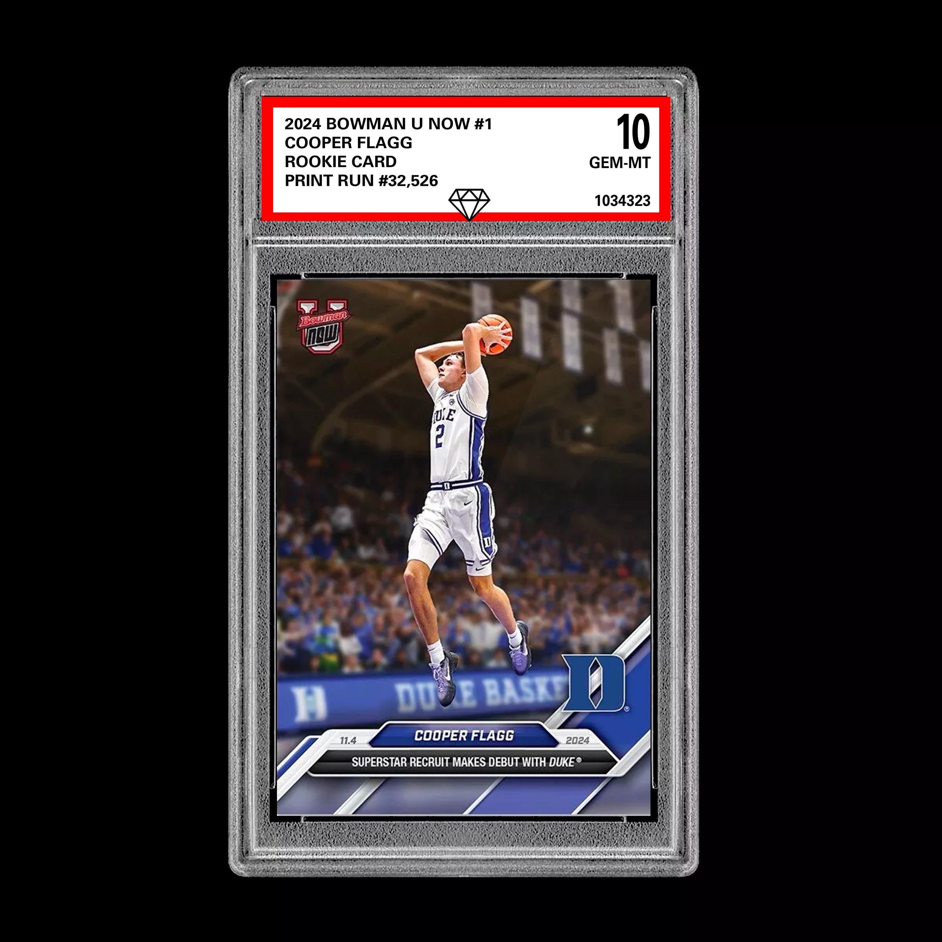 Graded 10 Cooper Flagg #1 Debut Duke RC Rookie 2024-25 Bowman U Now Card