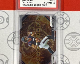 Classé 10 2023 Panini Prizm CJ Stroud Fireworks Argent F-10 Houston Texans RC