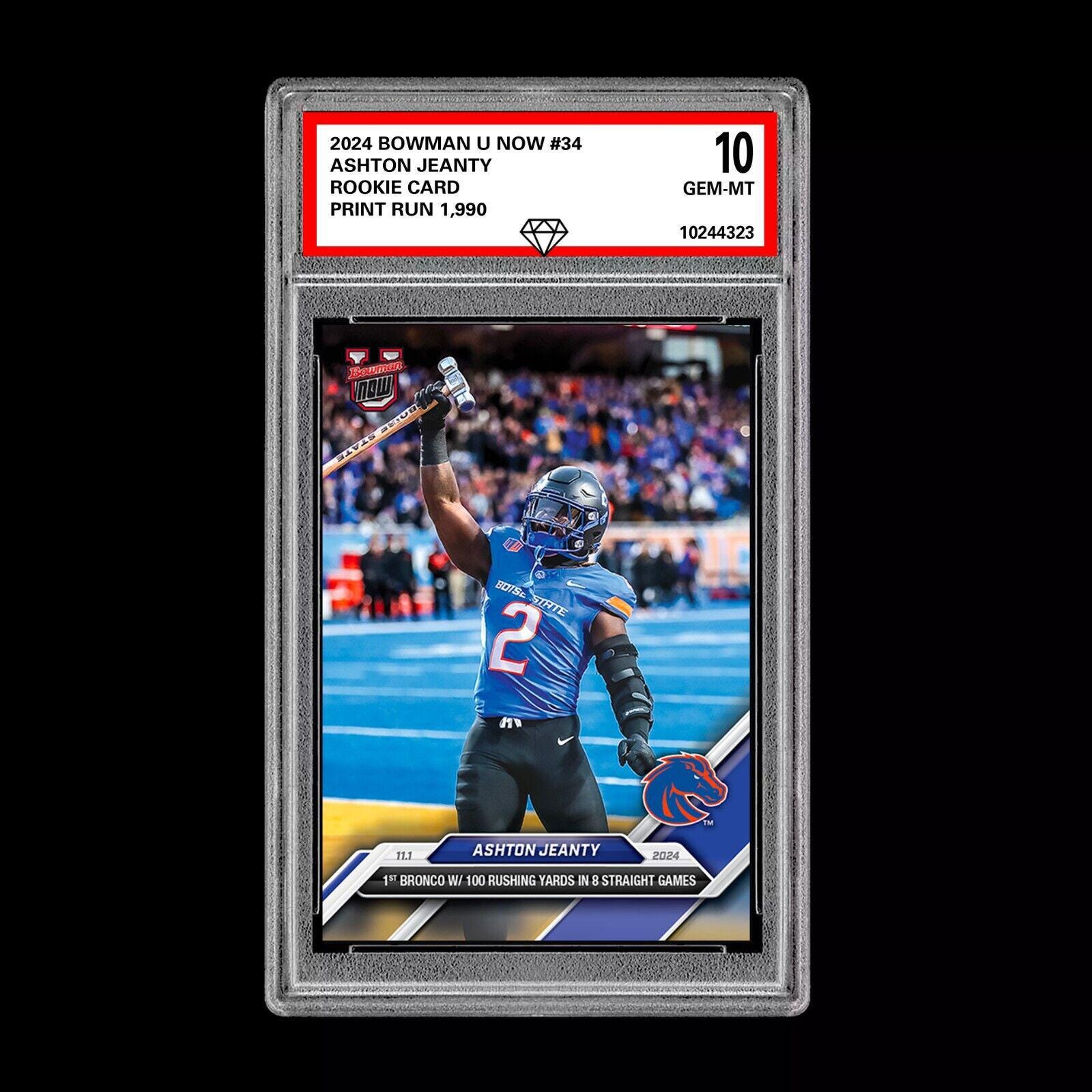 Ashton Jeanty RC 2024 Bowman U Now 1st Graded 10 NCAA Rookie Card 34 Heisman