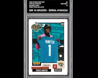 Betyg 10 Travis Hunter 2025 Panini Instant Draft Night 2 RC Rookie JAGUARS